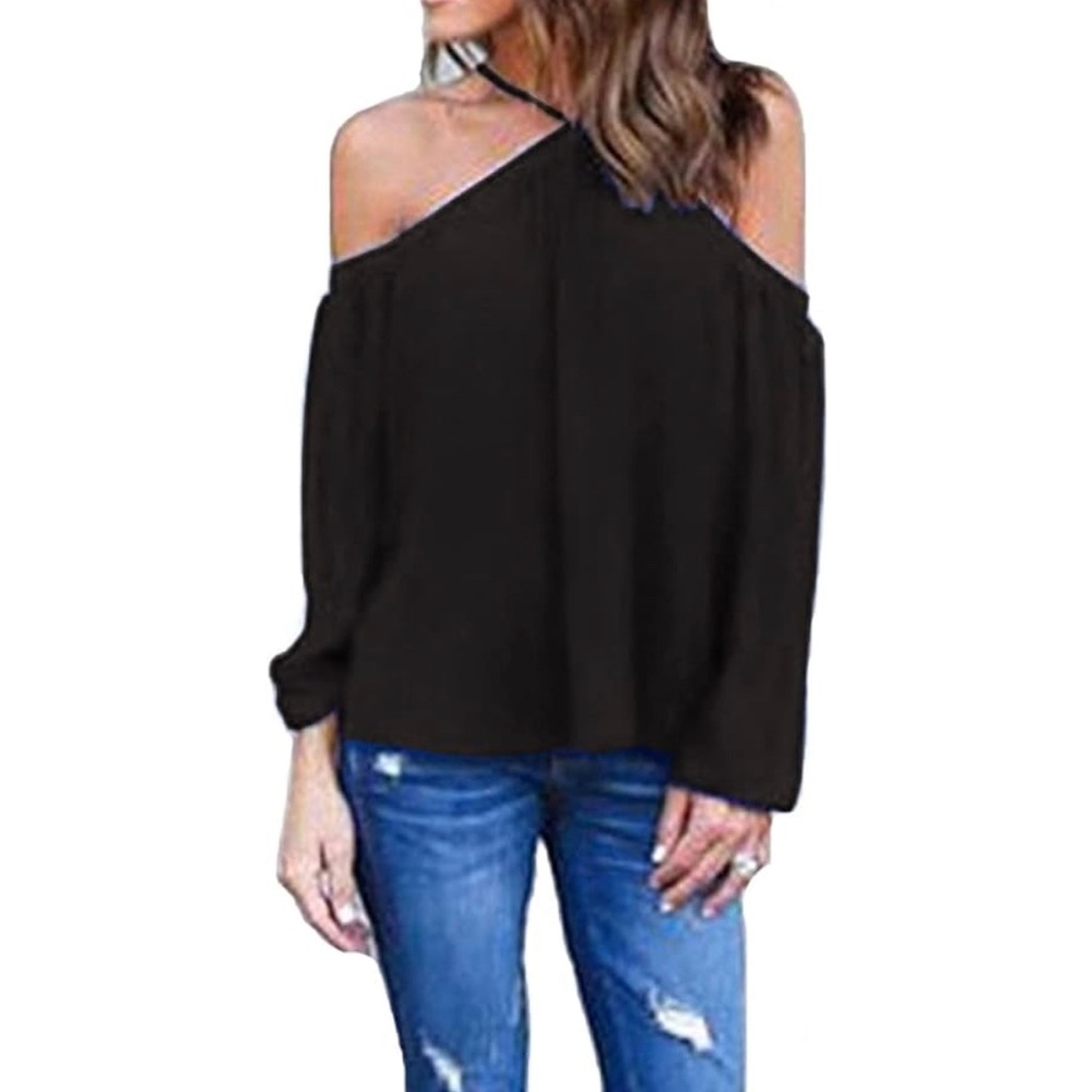 NWT. Women's Spaghetti Halter Off The Shoulder Blouse. medium